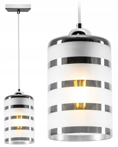 Stylowa chromowana lampa sufitowa ze szklanym kloszem tuba 1xE27