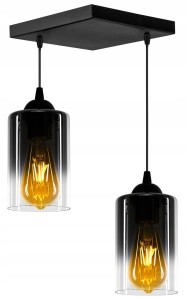 Szklana lampa sufitowa z kloszem tuba 2xE27