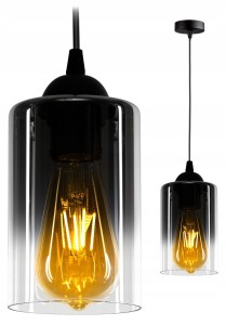 Szklana lampa sufitowa z kloszem tuba 1xE27