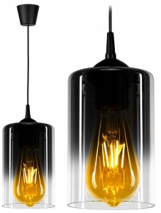 Szklana lampa sufitowa z kloszem tuba 1xE27 