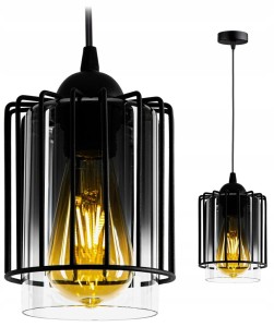 Szklana lampa sufitowa z kloszem tuba 1xE27 