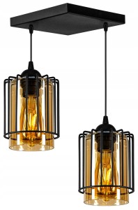 Szklana lampa sufitowa z kloszem tuba 2xE27 