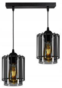 Szklana lampa sufitowa z kloszem tuba 2xE27