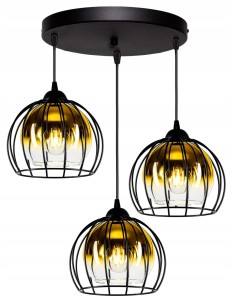 Szklana lampa sufitowa kula 3xE27
