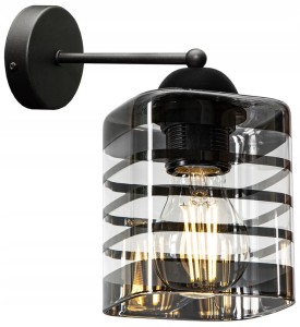 Nowoczesny kinkiet ścienny ze szklanym kloszem 1xE27 