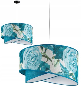 Lampa wisząca z abażurem w kwiatowe motywy 1xE27