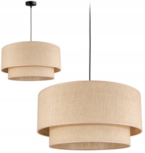 Lampa wisząca z jutowym abażurem z tkanego materiału BOHO 1xE27