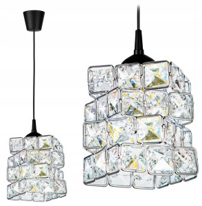 Modna szklana lampa sufitowa kryształ chrom 1xE27 