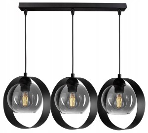Szklana lampa wisząca RING KULA 3xE27