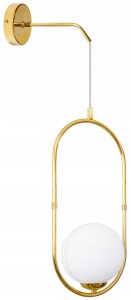 Nowoczesny złoty kinkiet lampa ścienna z białym kloszem w stylu loft