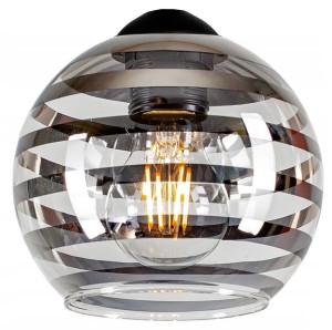 Szklany klosz kula chromowane paski