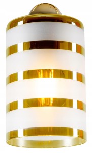 Szklany klosz tuba złote paski