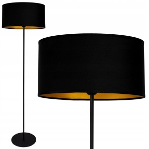 Lampa podłogowa z czarno-złotym abażurem 45cm