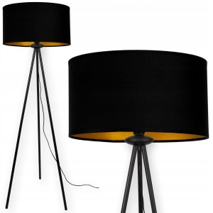 Lampa podłogowa z czarno-złotym abażurem 45cm
