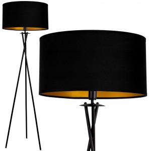 Lampa podłogowa z czarno-złotym abażurem 45cm