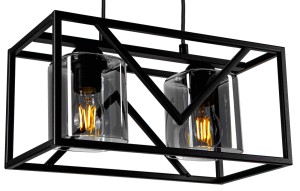 Lampa sufitowa żyrandol klatka CAGE Szkło 2xE27