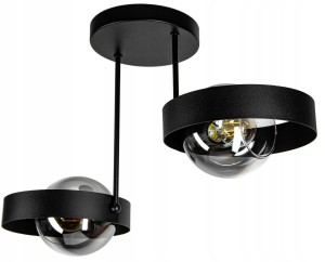 Metalowa lampa sufitowa w stylu loft ze szklanymi kloszami 2xE27 
