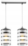 Stylowa chromowana lampa sufitowa ze szklanym kloszem tuba 2xE27