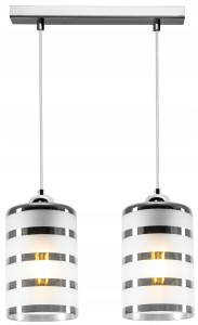 Stylowa chromowana lampa sufitowa ze szklanym kloszem tuba 2xE27