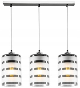 Stylowa chromowana lampa sufitowa ze szklanym kloszem tuba 3xE27