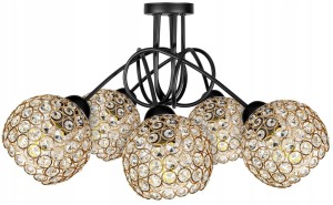 SZKLANA LAMPA WISZĄCA SUFITOWA KULA 5xE27 