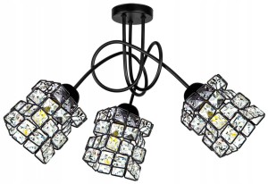  Lampa wisząca z kloszami z kryształkami 3xE27