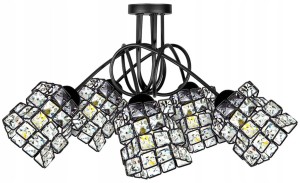Lampa wisząca z kloszami z kryształkami 5xE27