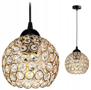  Szklana lampa sufitowa kula kryształek 1xE27