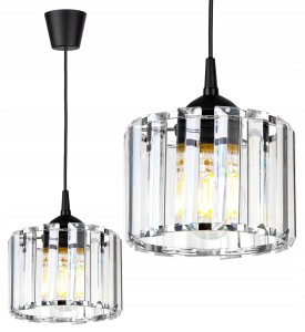 Modna szklana lampa sufitowa z kryształkami 1xE27