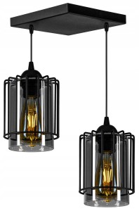 Szklana lampa sufitowa z kloszem tuba 2xE27 