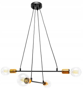 Nowoczesna sufitowa lampa w stylu loft z elementami miedzi 4xE27