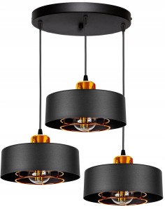 Lampa wisząca druciana z elementami w kolorze miedzi 3xE27