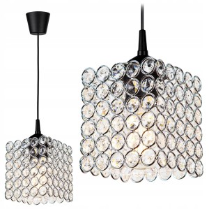 Modna szklana lampa sufitowa kostka kryształ chrom 1xE27