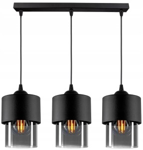Szklana lampa wisząca LOFT 3xE27