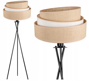 Stojąca lampa podłogowa trójnóg z jutowym abażurem 45CM