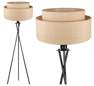 Stojąca lampa podłogowa trójnóg z jutowym abażurem 45CM 