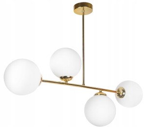 Nowoczesna złota lampa sufitowa z białymi kloszami w stylu loft