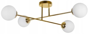 Nowoczesna złota lampa sufitowa z białymi kloszami w stylu loft