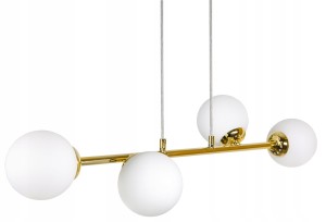 Nowoczesna złota lampa sufitowa z białymi kloszami w stylu loft