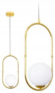 Nowoczesna złota lampa sufitowa z białym kloszem w stylu loft